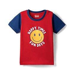 Babyhug Cotton Knit Half Sleeves T-Shirt with Text Print - Red