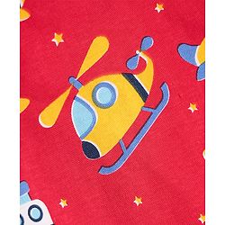 Babyhug Cotton Knit Half Sleeves T-Shirt with Vehicle Print - Red