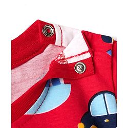 Babyhug Cotton Knit Half Sleeves T-Shirt with Vehicle Print - Red