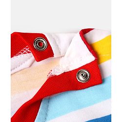 Babyhug Cotton Knit Half Sleeves T-Shirt with Stripes - White