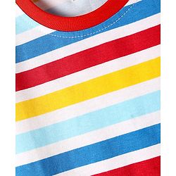 Babyhug Cotton Knit Half Sleeves T-Shirt with Stripes - White