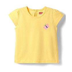 Babyhug Cotton Knit Half Sleeves T-Shirt with Butterfly Print -  Yellow