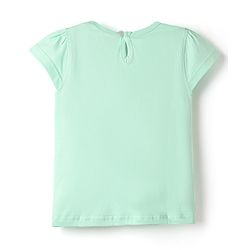 Babyhug Cotton Knit Half Sleeves T-Shirt with Floral Print - Sea Green