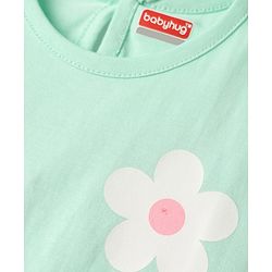 Babyhug Cotton Knit Half Sleeves T-Shirt with Floral Print - Sea Green