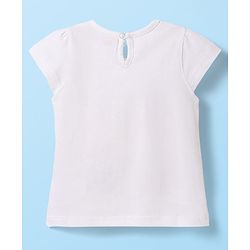 Babyhug Cotton Knit Half Sleeves T-Shirt With Rainbow Print - White