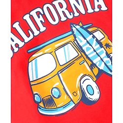 Babyhug Cotton Knit Half Sleeves T-Shirts with Beach Theme Print & Stripes Pack of 3 - White Red & Navy Blue