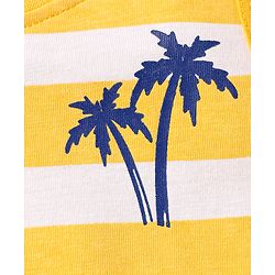 Babyhug Cotton Knit Sleeveless Tank T-Shirts With Stripes & Beach Theme Print Pack Of 3 - Yellow & Orange
