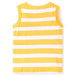 Babyhug Cotton Knit Sleeveless Tank T-Shirts With Stripes & Beach Theme Print Pack Of 3 - Yellow & Orange