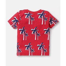 Babyhug Cotton Knit Half Sleeves T-Shirts With Stripes & Animal Print Pack Of 3 - Red & Blue