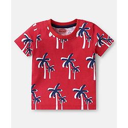 Babyhug Cotton Knit Half Sleeves T-Shirts With Stripes & Animal Print Pack Of 3 - Red & Blue
