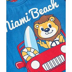Babyhug Cotton Knit Half Sleeves T-Shirts With Stripes & Animal Print Pack Of 3 - Red & Blue