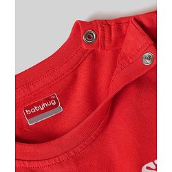 Babyhug Cotton Knit Half Sleeves Striped T-Shirts with Text Print Pack of 3 - Blue & Red