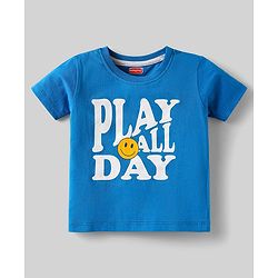 Babyhug Cotton Knit Half Sleeves Striped T-Shirts with Text Print Pack of 3 - Blue & Red