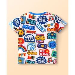Babyhug Cotton Knit Half Sleeves T-Shirts with Text Print Pack of 3 - White Red & Blue