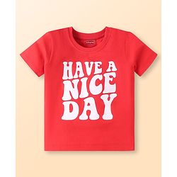 Babyhug Cotton Knit Half Sleeves T-Shirts with Text Print Pack of 3 - White Red & Blue