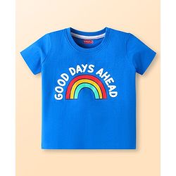 Babyhug Cotton Knit Half Sleeves T-Shirts with Text Print Pack of 3 - White Red & Blue