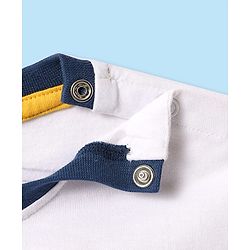 Babyhug Cotton Knit Half Sleeves Oversized T-Shirt With Beach Theme Badge - White & Navy Blue