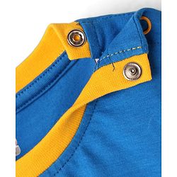 Babyhug Cotton Knit Half Sleeves Oversized Drop Shoulder T-Shirt With Front & Back Animal Print - Blue & Yellow