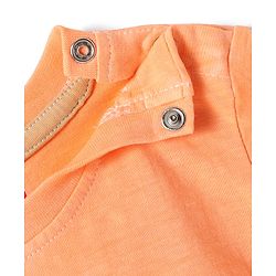 Babyhug Cotton Knit Half Sleeves T-Shirt With Ombre  Effect & Be Kind Text Print -  Orange White & Light Blue