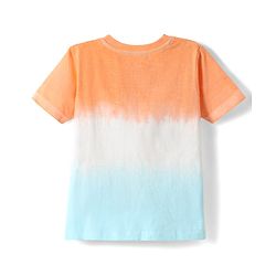 Babyhug Cotton Knit Half Sleeves T-Shirt With Ombre  Effect & Be Kind Text Print -  Orange White & Light Blue