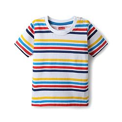 Babyhug Cotton Knit Half Sleeves T-Shirts with Animal Print & Stripes Pack of 3 - Blue Red & White