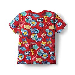 Babyhug Cotton Knit Half Sleeves T-Shirts with Animal Print & Stripes Pack of 3 - Blue Red & White