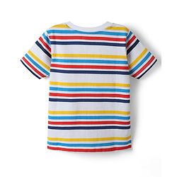 Babyhug Cotton Knit Half Sleeves T-Shirts with Animal Print & Stripes Pack of 3 - Blue Red & White
