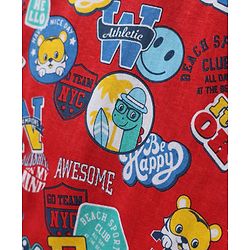 Babyhug Cotton Knit Half Sleeves T-Shirts with Animal Print & Stripes Pack of 3 - Blue Red & White