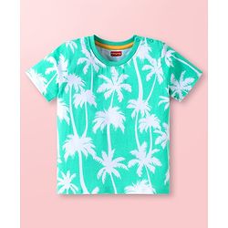 Babyhug Cotton Knit Half Sleeves T-Shirts with Beach Theme Print & Stripes Pack of 3 - Yellow & Blue