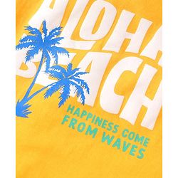 Babyhug Cotton Knit Half Sleeves T-Shirts with Beach Theme Print & Stripes Pack of 3 - Yellow & Blue