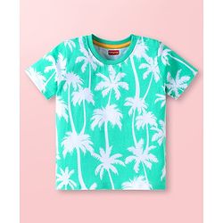 Babyhug Cotton Knit Half Sleeves T-Shirts with Beach Theme Print & Stripes Pack of 3 - Yellow & Blue