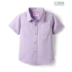 Babyhug Cotton Linen Half Sleeves Solid Shirt- Lime Green