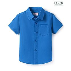 Babyhug Cotton Linen Half Sleeves Solid Shirt- Lime Green