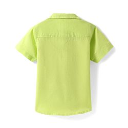 Babyhug Cotton Linen Half Sleeves Solid Shirt- Lime Green
