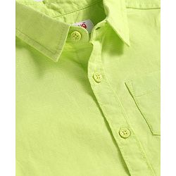 Babyhug Cotton Linen Half Sleeves Solid Shirt- Lime Green