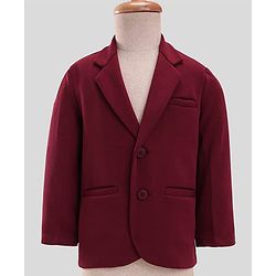 Babyhug Woven Full Sleeves Solid 3 Piece Party Suit With Bow - Maroon