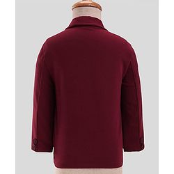 Babyhug Woven Full Sleeves Solid 3 Piece Party Suit With Bow - Maroon