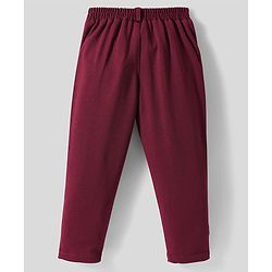 Babyhug Woven Full Sleeves Solid 3 Piece Party Suit With Bow - Maroon