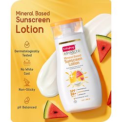 Babyhug Advanced Mineral Based Sunscreen Lotion with SPF 30 +, PA+++, Broad Spectrum (UVA/UVB) Protection & No White Cast - 200ml