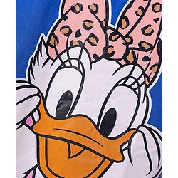 Babyhug Disney Single Jersey Half Sleeves Oversize Drop Shoulder T-Shirt & Shorts Set With Daisy Duck Graphics - Blue