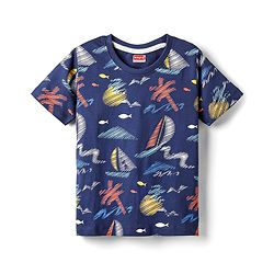 Babyhug Cotton Knit Half Sleeves T-Shirt with Nautical Theme Print - Navy Blue