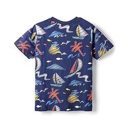 Babyhug Cotton Knit Half Sleeves T-Shirt with Nautical Theme Print - Navy Blue