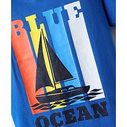 Babyhug Cotton Knit Half Sleeves T-Shirt with Nautical Theme Print - Blue