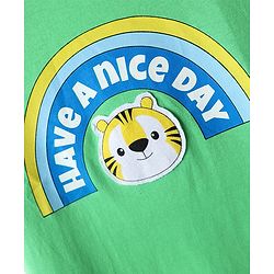 Babyhug Cotton Knit Half Sleeves Oversized Drop Shoulder T-Shirt With Front & Back Have A Nice Day Text Print - Light Green