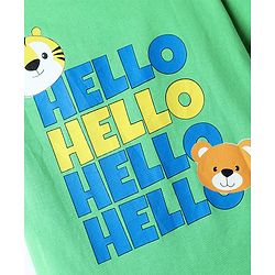 Babyhug Cotton Knit Half Sleeves Oversized Drop Shoulder T-Shirt With Front & Back Have A Nice Day Text Print - Light Green