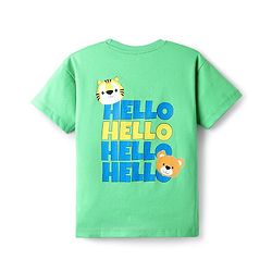 Babyhug Cotton Knit Half Sleeves Oversized Drop Shoulder T-Shirt With Front & Back Have A Nice Day Text Print - Light Green