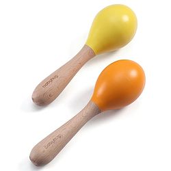 Babyhug Maracas Wooden Rattle Toy Set of 2 for Babies & Toddlers|Sensory Play|Fine Motor Skills & Brain Development|Multicolour|BIS Certified