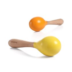 Babyhug Maracas Wooden Rattle Toy Set of 2 for Babies & Toddlers|Sensory Play|Fine Motor Skills & Brain Development|Multicolour|BIS Certified