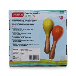 Babyhug Maracas Wooden Rattle Toy Set of 2 for Babies & Toddlers|Sensory Play|Fine Motor Skills & Brain Development|Multicolour|BIS Certified