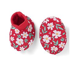 Babyhug 100% Cotton Interlock Knit Cap Mittens & Booties With Floral Print Red - Diameter 10 cm